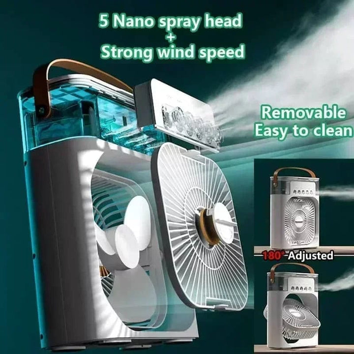 New 3 In 1 Fan Air Conditioner Household Mini Air Cooler LED Night Light Portable Humidifier Air Adjustment Fan Office Home Fan |