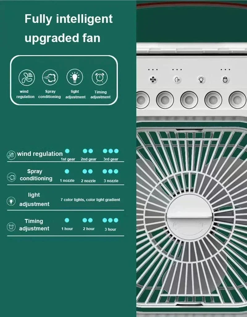 New 3 In 1 Fan Air Conditioner Household Mini Air Cooler LED Night Light Portable Humidifier Air Adjustment Fan Office Home Fan |