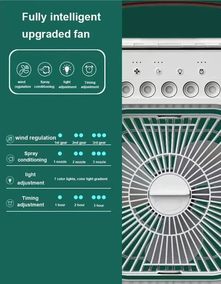 New 3 In 1 Fan Air Conditioner Household Mini Air Cooler LED Night Light Portable Humidifier Air Adjustment Fan Office Home Fan |