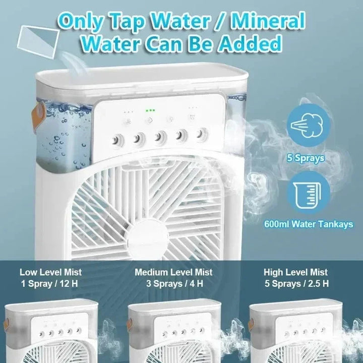 New 3 In 1 Fan Air Conditioner Household Mini Air Cooler LED Night Light Portable Humidifier Air Adjustment Fan Office Home Fan |