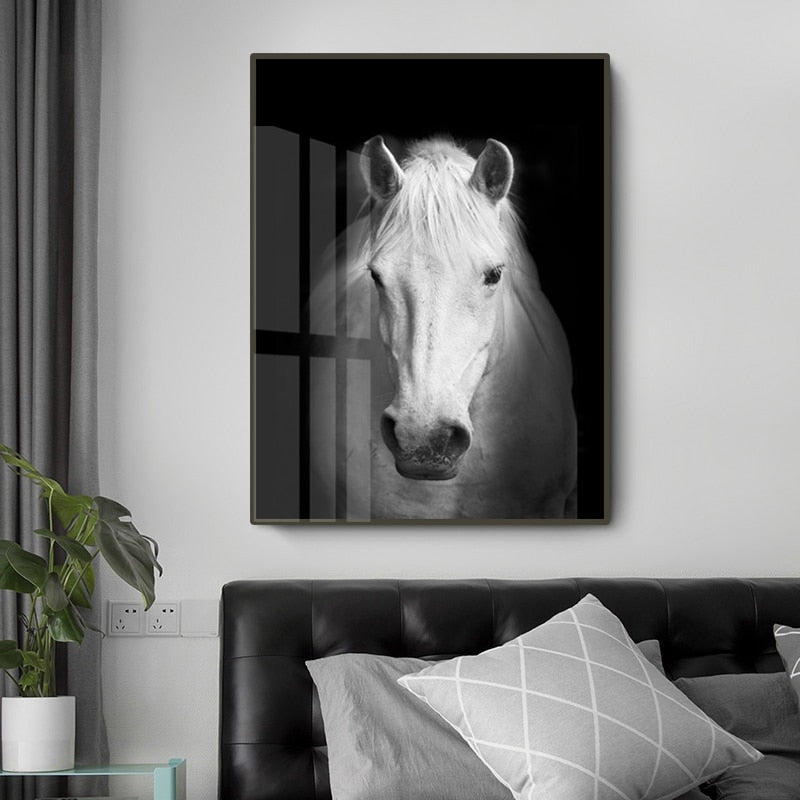 Nature Wild Animals Africa Wildlife Black White - Canvas Wall Art Painting