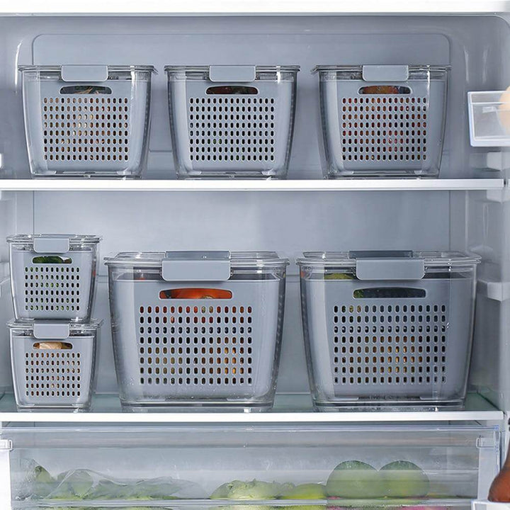 Multifunctional Vegetable &amp; Fruit Refrigerator Drainage Organizer Box with Lid