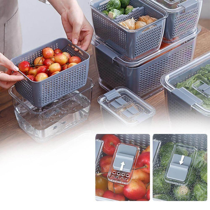 Multifunctional Vegetable &amp; Fruit Refrigerator Drainage Organizer Box with Lid