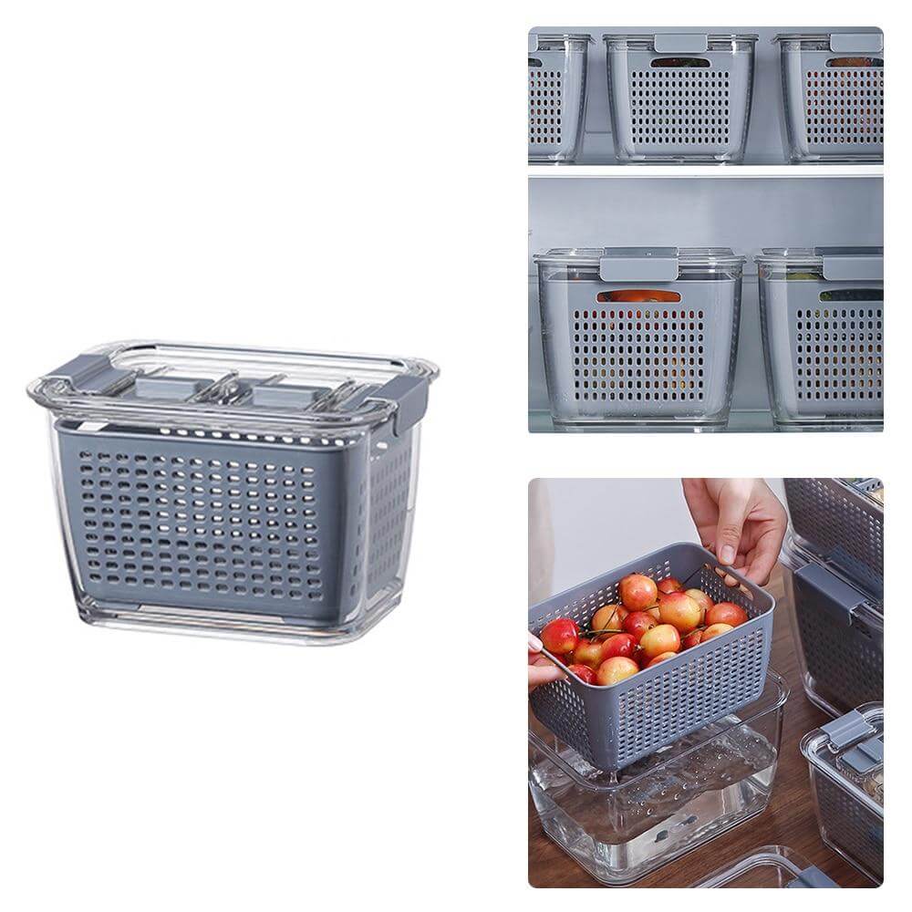 Multifunctional Vegetable &amp; Fruit Refrigerator Drainage Organizer Box with Lid