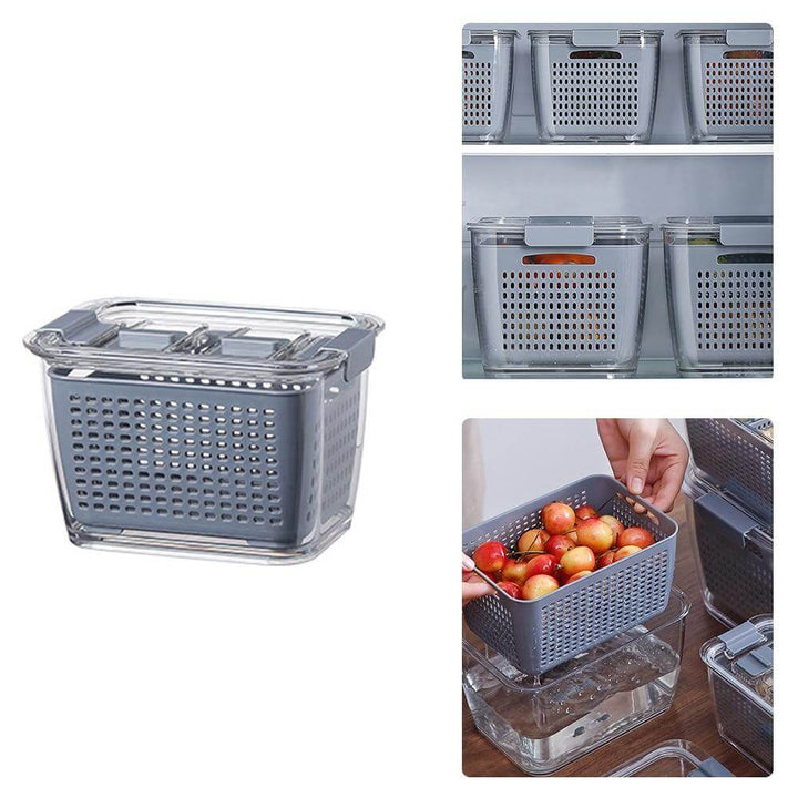 Multifunctional Vegetable &amp; Fruit Refrigerator Drainage Organizer Box with Lid