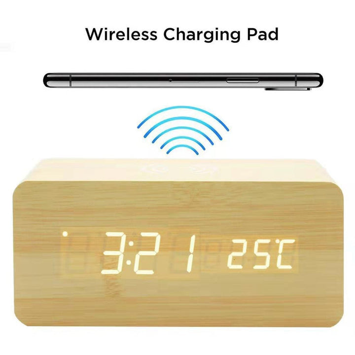 Modern Wood Wireless Charging Clock
