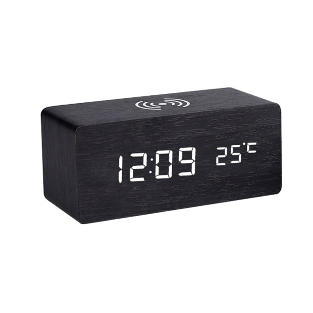 Modern Wood Wireless Charging Clock