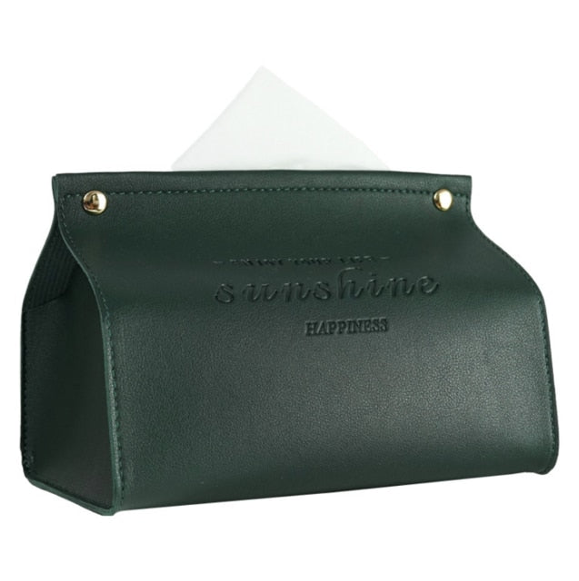 Logan Faux Leather Tissue Box