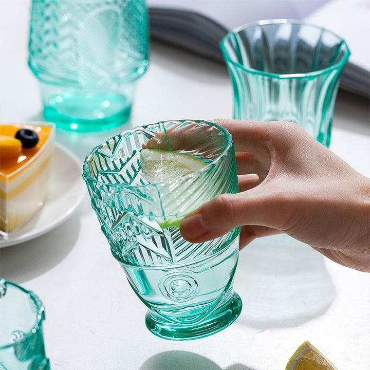 coloured Glass Cup Set in Koi Fish Shape - Sale