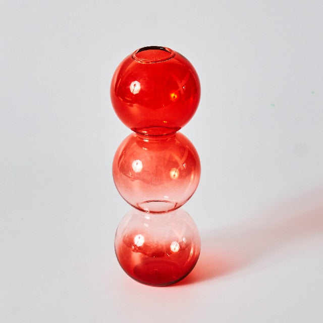 Cherry Red Glass Stick Candle Holder &amp; Vases
