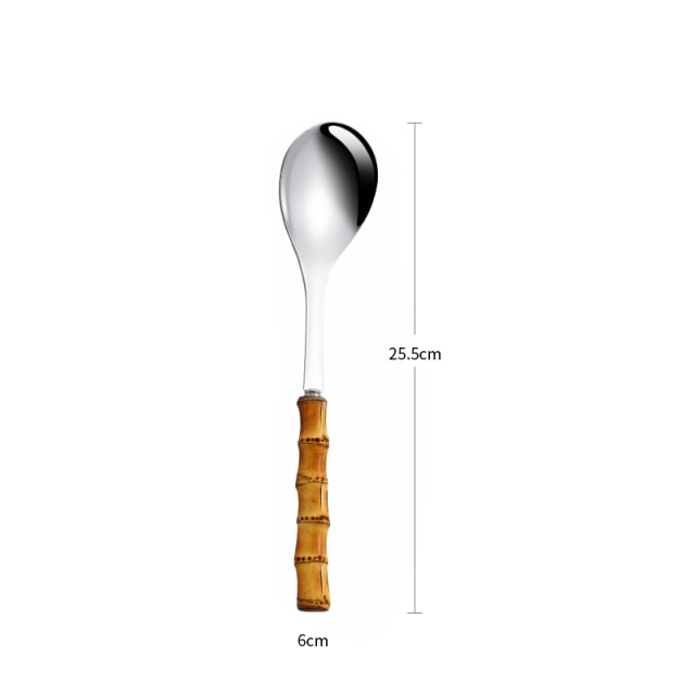 Bamboo Handle Salad Serving Cutlery Kitchen Accessories