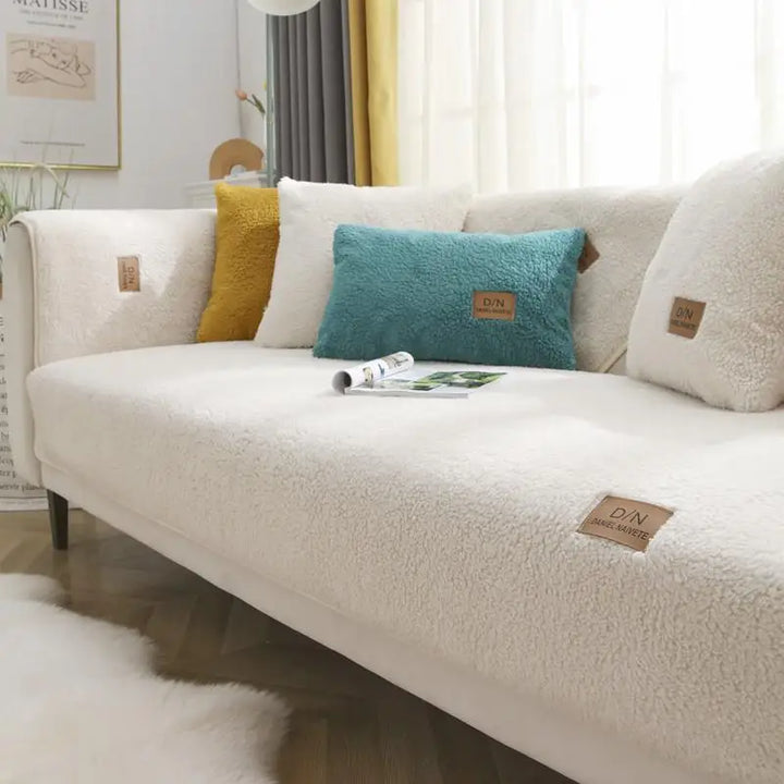 Waterproof Thick Fuzzy Sherpa Fleece Non-slip Sofa Cover