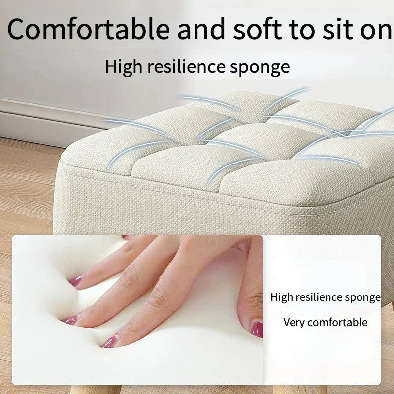 Padded ottoman stool in retro style in pastel colours