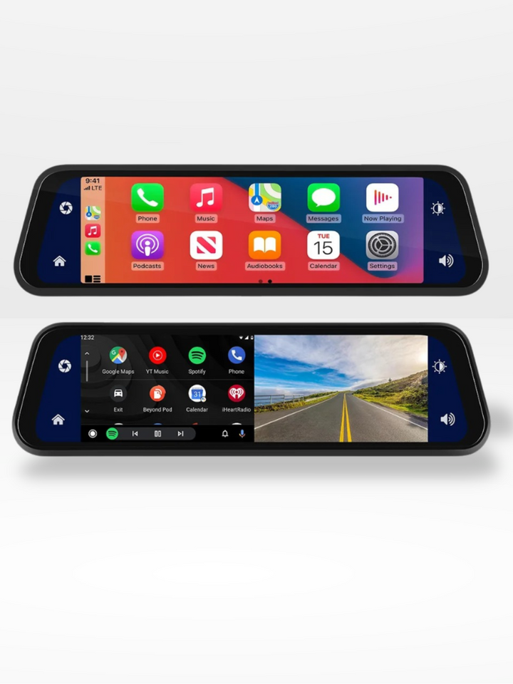 Rearview Mirror Dash Cam 4K Front &amp; Rear | CarPlay &amp; Smart Driving Assistant