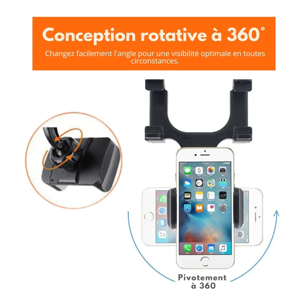 Roadview – Rearview Mirror Phone Mount with 360° Rotation &amp; Telescopic Arm