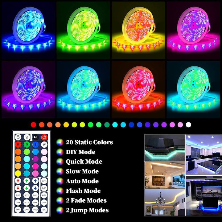 LED Light Strip, 30 m, 15 m, Music Synchronization, Bluetooth, 5050, RGB Ambient Light with Remote Control