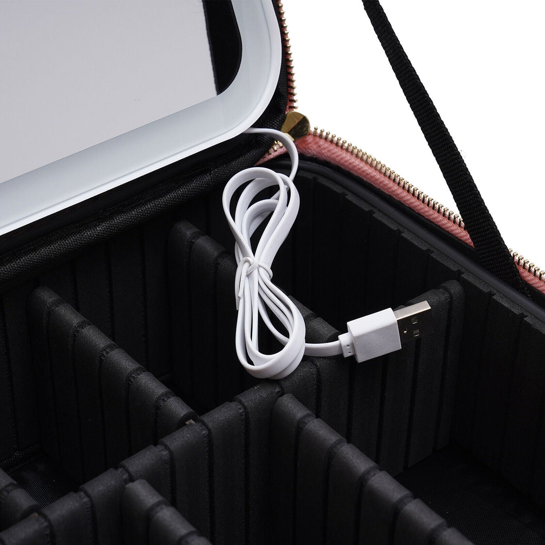 Travel Makeup Case with LED Light &amp; Mirror Portable