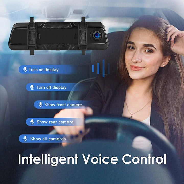 Rearview Mirror Dash Cam 4K Front &amp; Rear | CarPlay &amp; Smart Driving Assistant