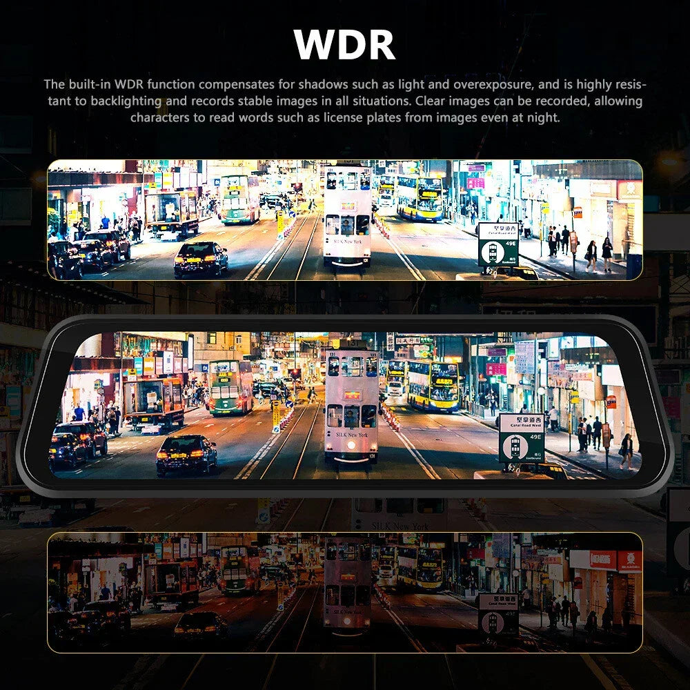 Rearview Mirror Dash Cam 4K Front &amp; Rear | CarPlay &amp; Smart Driving Assistant
