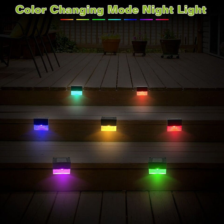 Solar Deck Lights 4 Piece Set, Solar Step Lights Outdoor, Warm White/colour Changing Solar Fence Light for Terrace Garden Yard
