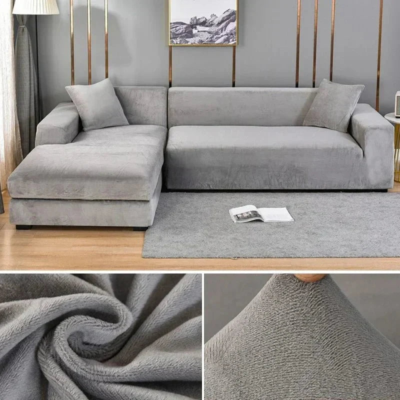 Samtlux Velvet Sofa Cover – Elegant Stretch Fit for Luxurious Comfort and Protection