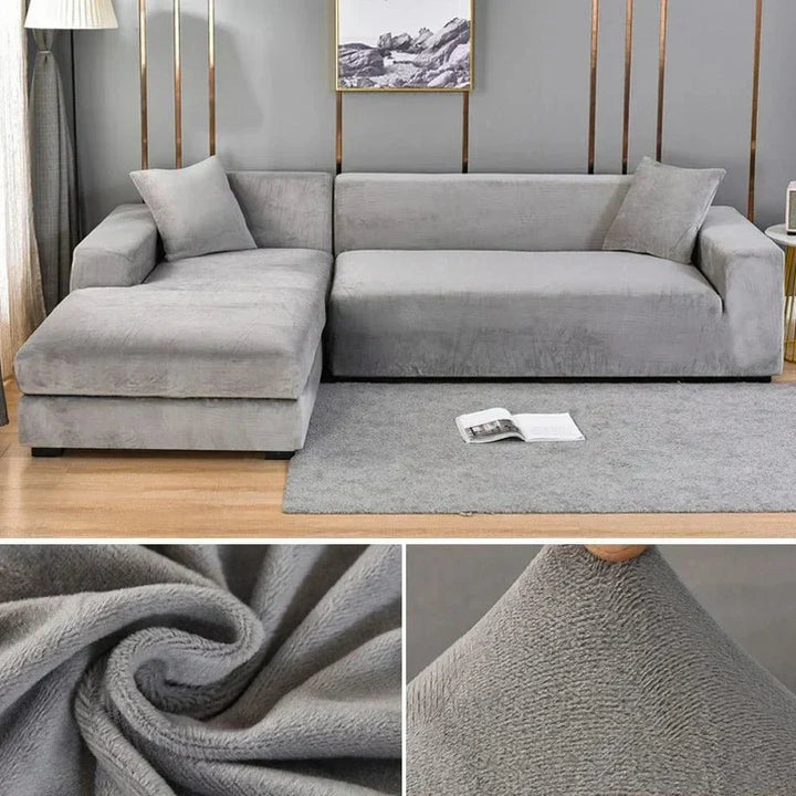 Samtlux Velvet Sofa Cover – Elegant Stretch Fit for Luxurious Comfort and Protection