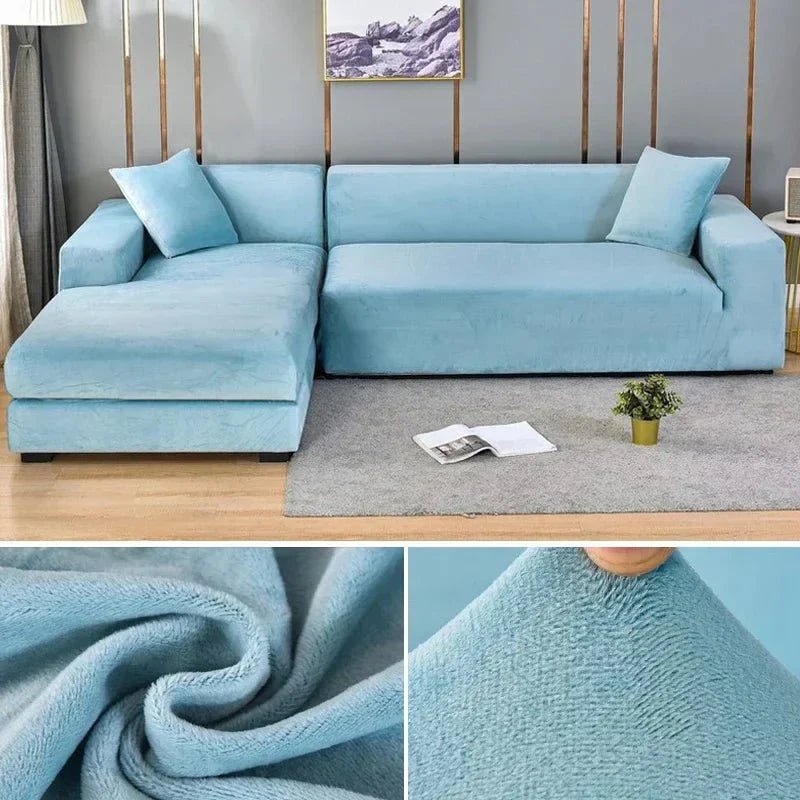 Samtlux Velvet Sofa Cover – Elegant Stretch Fit for Luxurious Comfort and Protection