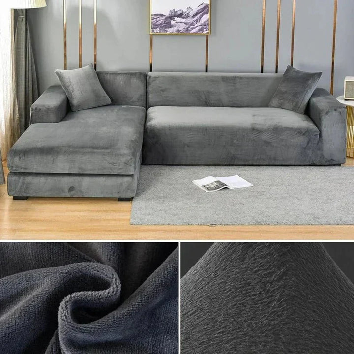 Samtlux Velvet Sofa Cover – Elegant Stretch Fit for Luxurious Comfort and Protection