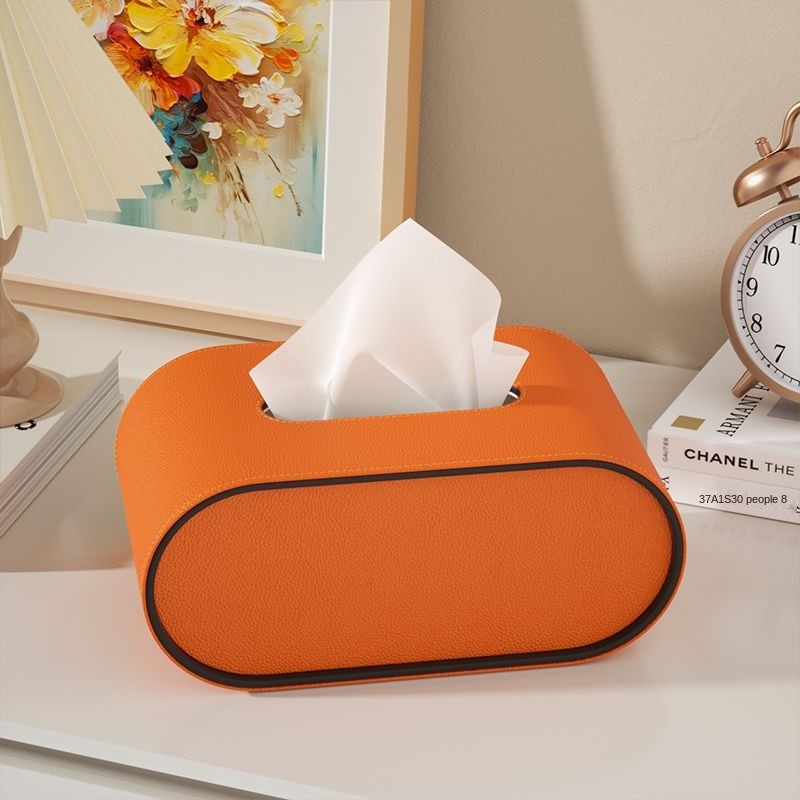 Tissue box - Oval Elegance - Leather design - Functional &amp; Stylish