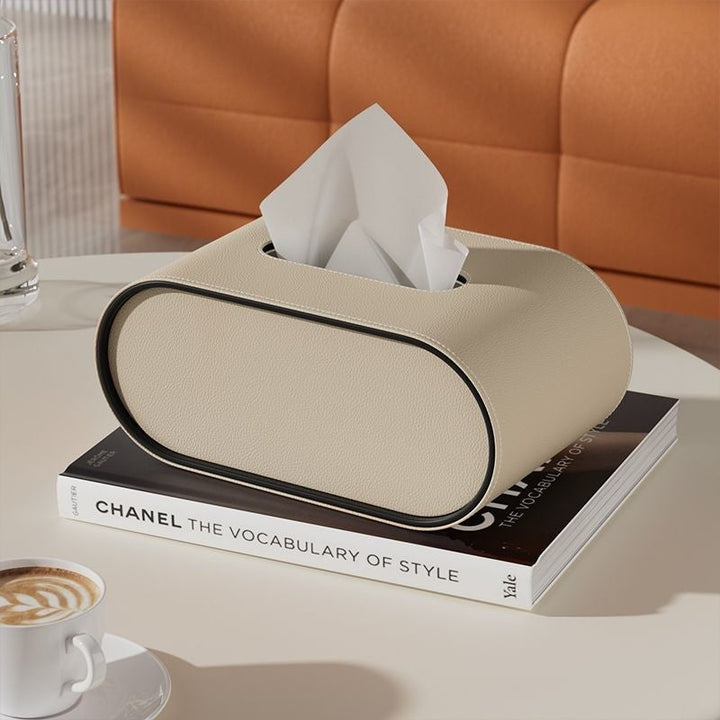 Tissue box - Oval Elegance - Leather design - Functional &amp; Stylish