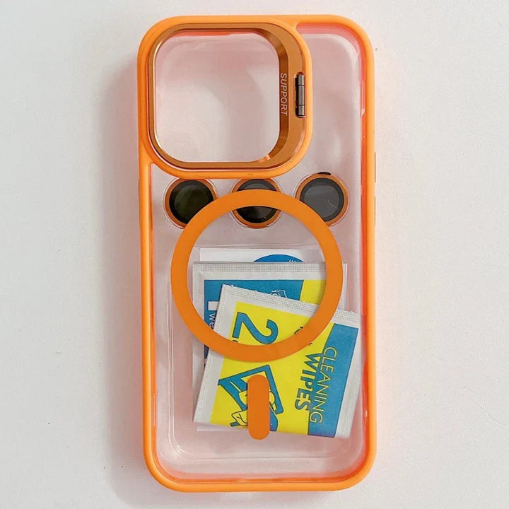 Shockproof Magnetic Phone Case with Glass Lens Guard &amp; Stand – 1+1 FREE