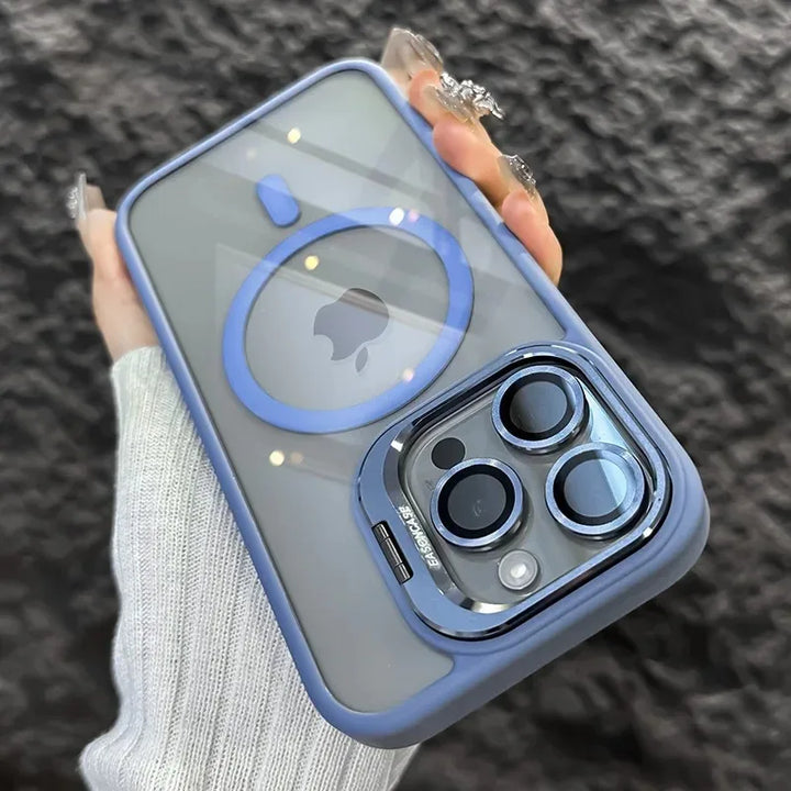Shockproof Magnetic Phone Case with Glass Lens Guard &amp; Stand – 1+1 FREE