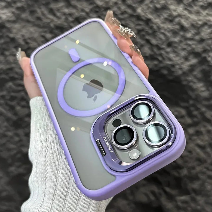 Shockproof Magnetic Phone Case with Glass Lens Guard &amp; Stand – 1+1 FREE