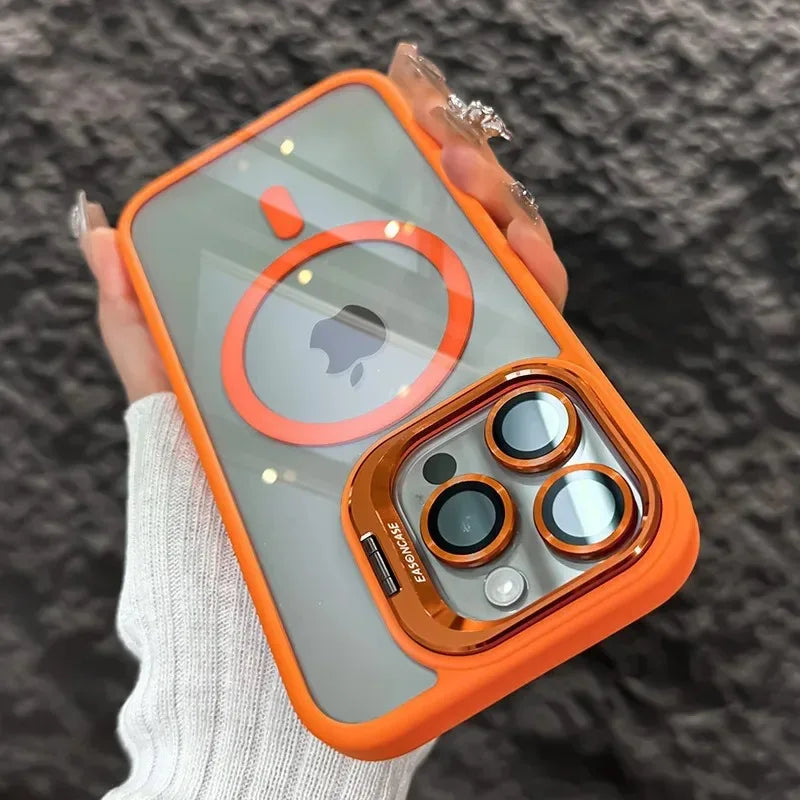 Shockproof Magnetic Phone Case with Glass Lens Guard &amp; Stand – 1+1 FREE