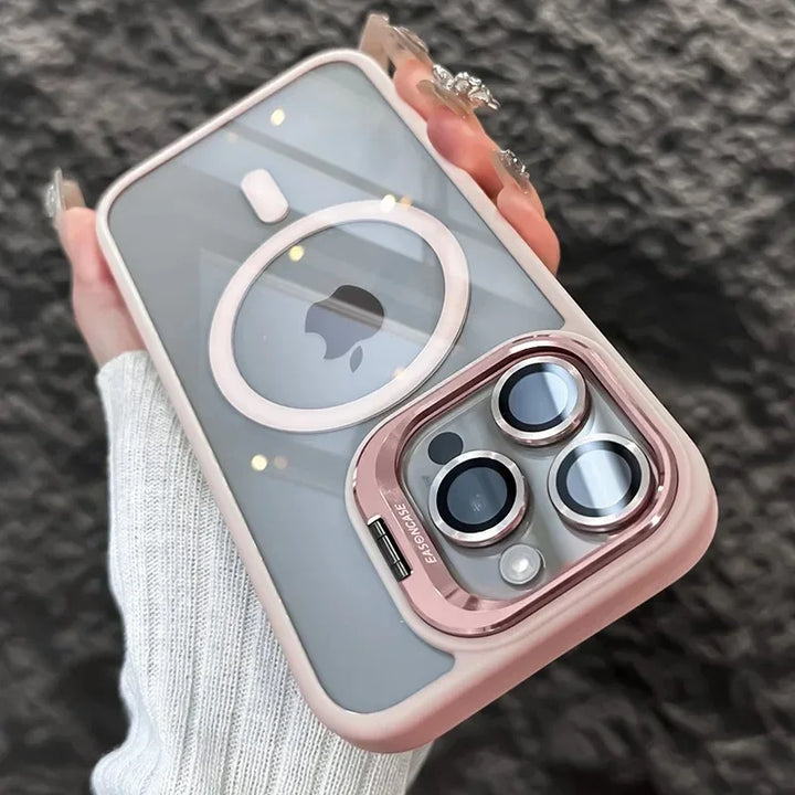 Shockproof Magnetic Phone Case with Glass Lens Guard &amp; Stand – 1+1 FREE