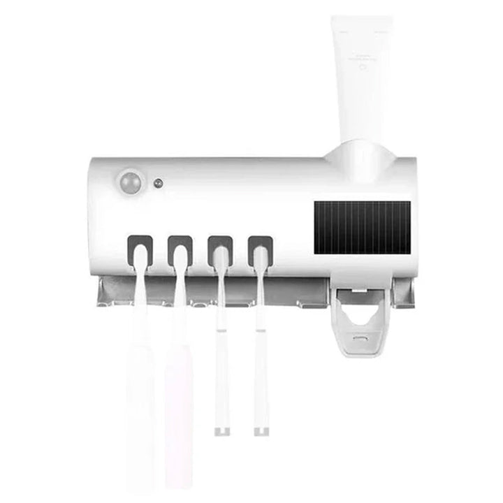 Smart UV Light Sterilizer Toothbrush Holder, Wall Mounted Toothpaste Dispenser