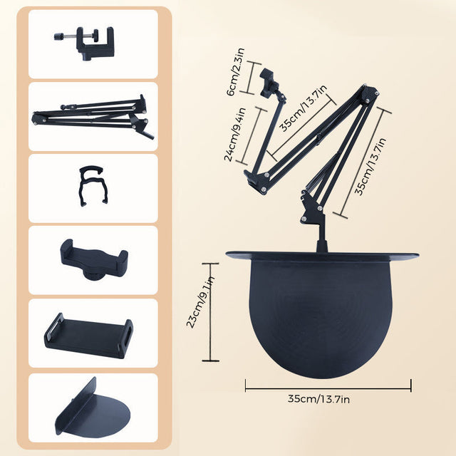 Extendable, concealed phone/tablet holder at the bed