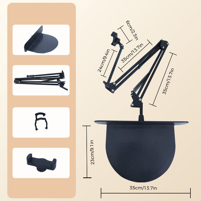Extendable, concealed phone/tablet holder at the bed