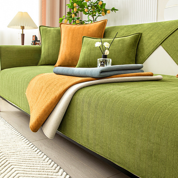 Herringbone Chenille Fabric Furniture Protector Sofa Cover |