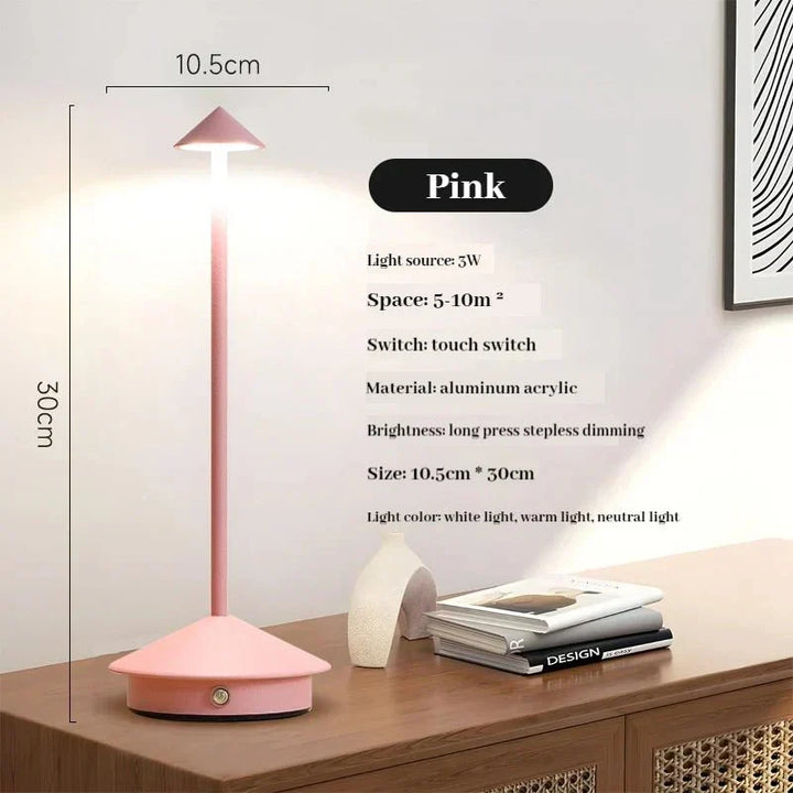 Elegant rechargeable metallic table lamp