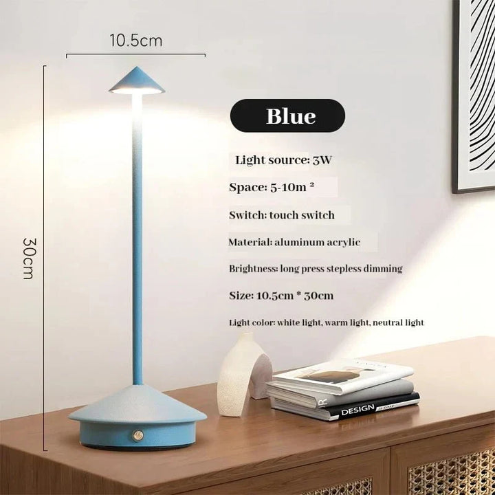 Elegant rechargeable metallic table lamp