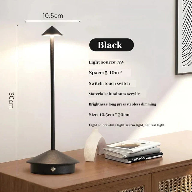 Elegant rechargeable metallic table lamp