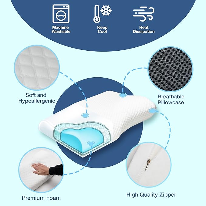 SnoreFree Anti-Snoring Pillow – Ergonomic Support for Restful, Quiet Sleep