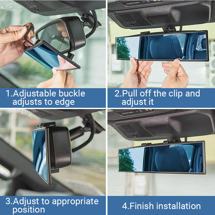Wide curved rearview mirror for cars
