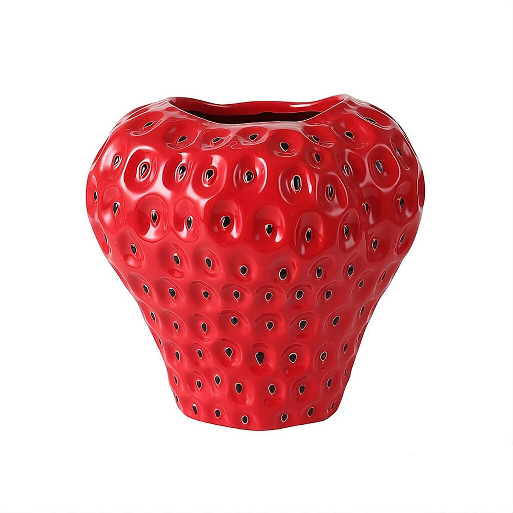 Strawberry-structured ceramic vase