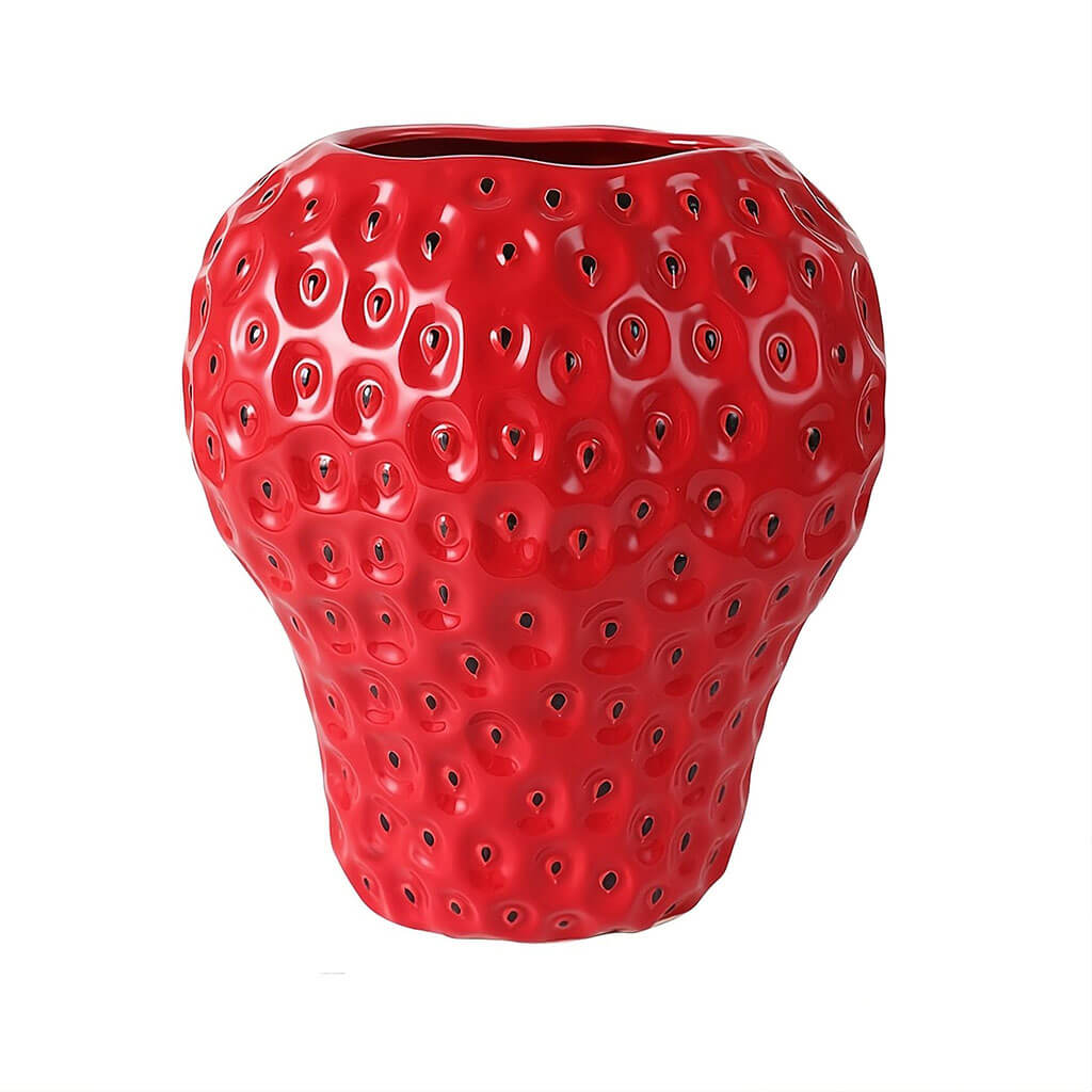 Strawberry-structured ceramic vase