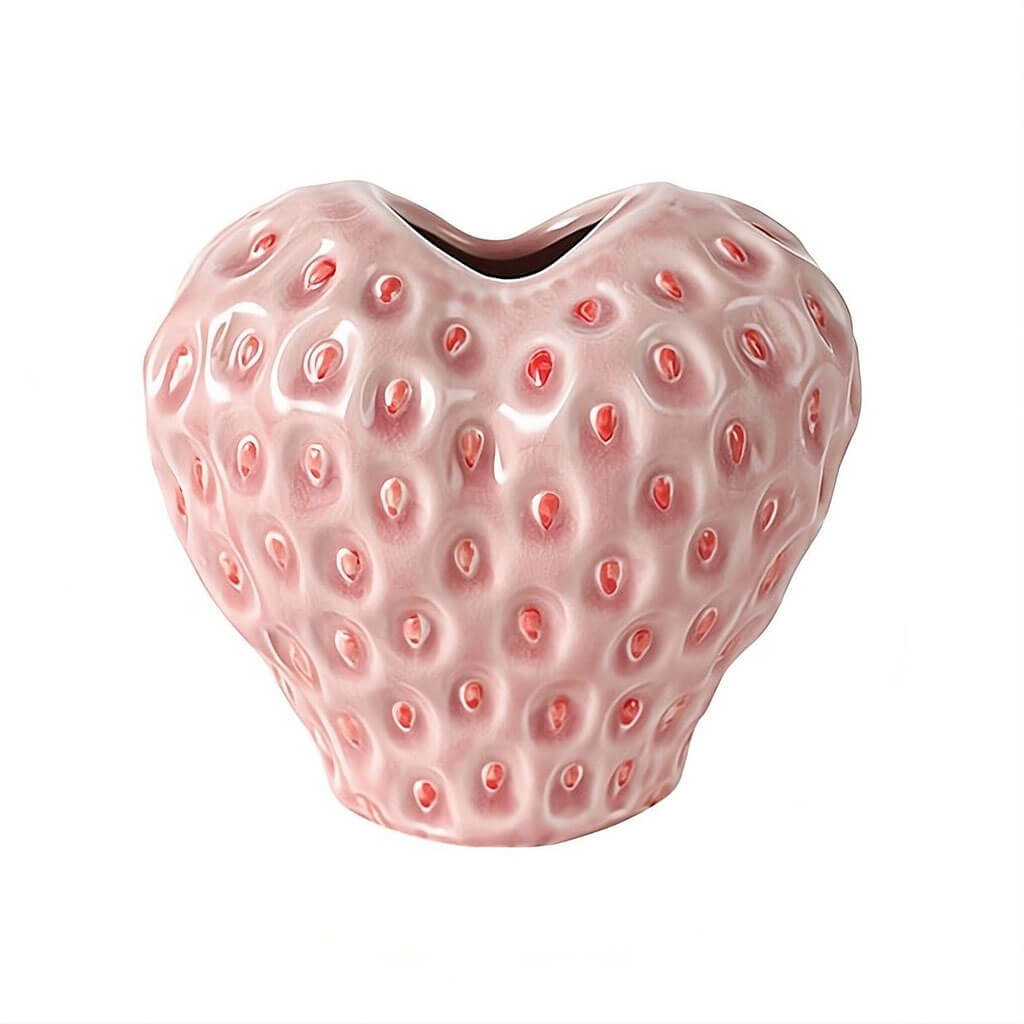 Strawberry-structured ceramic vase