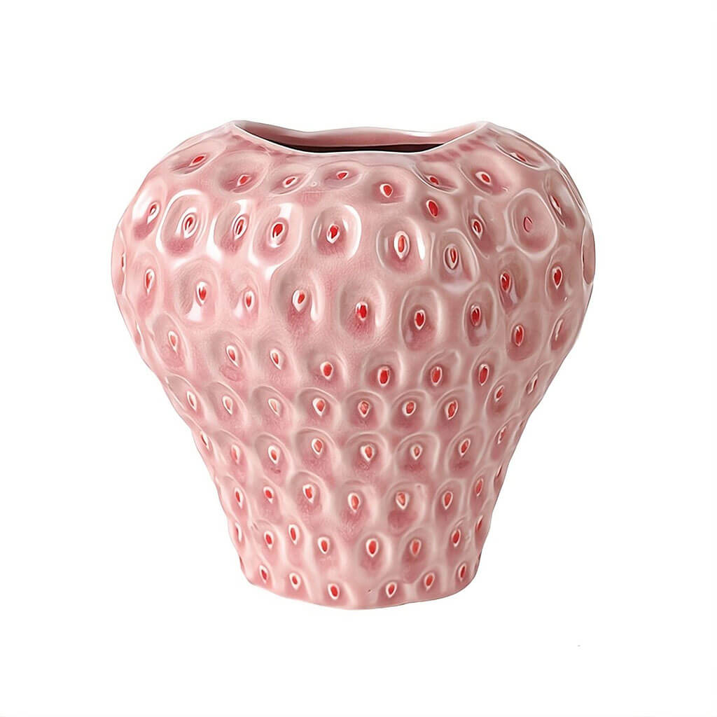 Strawberry-structured ceramic vase