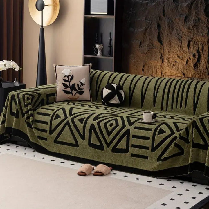 Modern Geometric Sofa Cover Cotton Blend