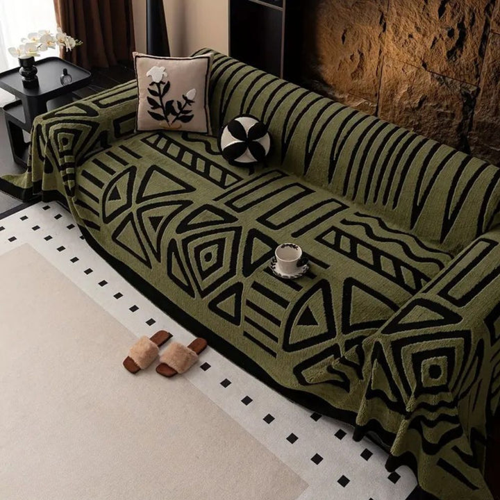 Modern Geometric Sofa Cover Cotton Blend